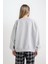 Coool Oversize Geniş Kalıp Bisiklet Yaka Basic Düz Kalın Gri Sweatshirt D9022AXNS 6