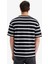 %100 Pamuk Boxy Fit Rahat Kesim Bisiklet Yaka Çizgili Kısa Kollu Tişört E1160AX25AU 8