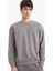 Boxy Fit Bisiklet Yaka Basic Düz Pike Sweatshirt E1519AX25AU 4