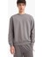 Boxy Fit Bisiklet Yaka Basic Düz Pike Sweatshirt E1519AX25AU 6