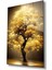 Sarı Yapraklı Ağaç Cam Tablo Modern Ev Ofis Salon Hediyelik Büyük Tablo Duvar Dekoru 1