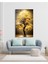 Sarı Yapraklı Ağaç Cam Tablo Modern Ev Ofis Salon Hediyelik Büyük Tablo Duvar Dekoru 2