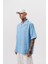 Erkek Ruthless Nakışlı Oversize Gömlek Bebe Mavi 2