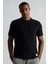 Saf Pamuk Bisiklet Yaka Siyah Basic T-Shirt 1