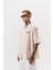 Erkek Da Vinci Nakışlı Oversize Gömlek Bej 3