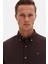Slim Fit Acı Kahve Oxford Düğmeli Yaka Kolay Ütülenebilir Nakış Detaylı Pamuklu Gömlek 4HC02ORT03265 4