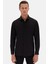 Slim Fit Siyah Italyan Yaka Armürlü Uzun Kollu Kolay Ütülenebilir Nefes Alan Dört Mevsim Gö 2HF02ORT3185 1