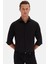 Slim Fit Siyah Italyan Yaka Armürlü Uzun Kollu Kolay Ütülenebilir Nefes Alan Dört Mevsim Gö 2HF02ORT3185 4