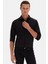 Slim Fit Siyah Italyan Yaka Armürlü Uzun Kollu Kolay Ütülenebilir Nefes Alan Dört Mevsim Gö 2HF02ORT3185 8