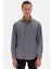 Slim Fit Antrasit Italyan Yaka Armürlü Uzun Kollu Kolay Ütülenebilir Nefes Alan Dört Mevsim Gömlek 2HF02ORT3185 1