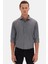 Slim Fit Antrasit Italyan Yaka Armürlü Uzun Kollu Kolay Ütülenebilir Nefes Alan Dört Mevsim Gömlek 2HF02ORT3185 2