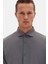 Slim Fit Antrasit Italyan Yaka Armürlü Uzun Kollu Kolay Ütülenebilir Nefes Alan Dört Mevsim Gömlek 2HF02ORT3185 3