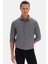 Slim Fit Antrasit Italyan Yaka Armürlü Uzun Kollu Kolay Ütülenebilir Nefes Alan Dört Mevsim Gömlek 2HF02ORT3185 6