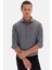 Slim Fit Antrasit Italyan Yaka Armürlü Uzun Kollu Kolay Ütülenebilir Nefes Alan Dört Mevsim Gömlek 2HF02ORT3185 7