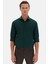 Slim Fit Koyu Yeşil Italyan Yaka Armürlü Uzun Kollu Kolay Ütülenebilir Nefes Alan Dört Mevsim Gömlek 2HF02ORT3185 2