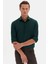 Slim Fit Koyu Yeşil Italyan Yaka Armürlü Uzun Kollu Kolay Ütülenebilir Nefes Alan Dört Mevsim Gömlek 2HF02ORT3185 4
