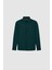 Slim Fit Koyu Yeşil Italyan Yaka Armürlü Uzun Kollu Kolay Ütülenebilir Nefes Alan Dört Mevsim Gömlek 2HF02ORT3185 5
