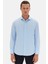 Slim Fit Açık Mavi Italyan Yaka Armürlü Uzun Kollu Kolay Ütülenebilir Nefes Alan Dört Mevsim Gömlek 2HF02ORT3185 1