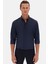 Slim Fit Lacivert Oxford Düğmeli Yaka Kolay Ütülenebilir Nakış Detaylı Pamuklu Gömlek 4HC02ORT03265 2
