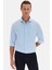 Slim Fit Açık Mavi Italyan Yaka Armürlü Uzun Kollu Kolay Ütülenebilir Nefes Alan Dört Mevsim Gömlek 2HF02ORT3185 4