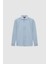 Slim Fit Açık Mavi Italyan Yaka Armürlü Uzun Kollu Kolay Ütülenebilir Nefes Alan Dört Mevsim Gömlek 2HF02ORT3185 5