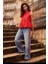 Allbucks Mint Velvet Kırmızı Şeritli Wide Leg Jean Pantolon ABAB5059 3