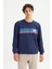 Regular Fit Normal Kesim Bisiklet Yaka Baskılı Lacivert Sweatshirt 3
