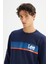 Regular Fit Normal Kesim Bisiklet Yaka Baskılı Lacivert Sweatshirt 4