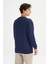 Regular Fit Normal Kesim Bisiklet Yaka Baskılı Lacivert Sweatshirt 5