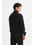 Regular Fit Normal Kesim Kapüşonlu Fermuar Detaylı Siyah Sweatshirt 5
