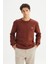 %100 Pamuk Regular Fit Normal Kesim Bisiklet Yaka Kiremit Rengi Sweatshirt 3