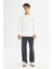 Regular Fit Normal Kesim Bisiklet Yaka Baskılı Kırık Beyaz Sweatshirt 2