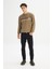 Regular Fit Normal Kesim Bisiklet Yaka Baskılı Haki Sweatshirt 2