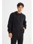 Regular Fit Normal Kesim Kapüşonlu Fermuarlı Siyah Sweatshirt Ceket 1
