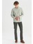 %100 Pamuk Regular Fit Normal Kesim Cep Detaylı Mint Yeşili Gömlek 2