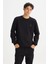 Regular Fit Normal Kesim Bisiklet Yaka Baskılı Siyah Sweatshirt 1