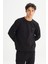Regular Fit Normal Kesim Bisiklet Yaka Baskılı Siyah Sweatshirt 3