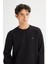 Regular Fit Normal Kesim Bisiklet Yaka Baskılı Siyah Sweatshirt 4