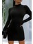 Kadın Siyah Dik Yaka Bodycon Kaşkorse Mini Elbise 5
