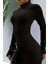 Kadın Siyah Dik Yaka Bodycon Kaşkorse Mini Elbise 7