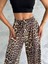 Kadın Varak Baskılı Leopar Desenli Mevsimlik Beli Lastikli Geniş Paça Pantolon 5