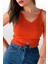 Kadın Turuncu Askılı Cut Out Fitted Slim Crop 2