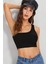 Kadın Siyah Tek Omuz Fitted Slim Crop Büstiyer 8