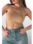 Kadın Camel Askılı Cut Out Fitted Slim Crop 2