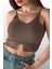 Kadın Camel Askılı Cut Out Fitted Slim Crop 4