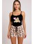 Renkli Ayıcık Desenli Askılı Şortlu Kadın Pijama Takımı 1
