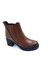B260829 Hakiki Deri Lastikli 6 cm Kalın Topuklu Taba Kahverengi Kadın Bot 3