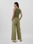 Kadın Yeşil Mid Rise Easy Wide-Leg Khaki Pantolon 9
