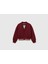 Kız Çocuk Bordo Payet Işlemeli Ucu Çizgili Sweatshirt Hırka 1