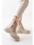 ASM-086 Bej Fashion Aksesuarlı Fermuarlı Günlük Kadın Bot 2
